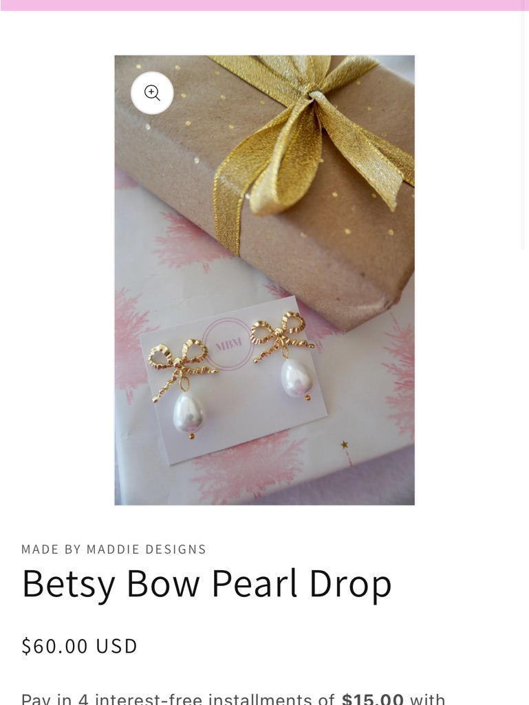 Gold Bow Pearl Drop Earrings
